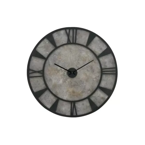 LITTON LANE 35 in. x 35 in. Modern Iron and Wood Wall Clock