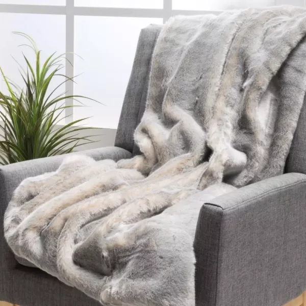 Noble House Toscana Timeless Grey Faux Fur Throw Blanket