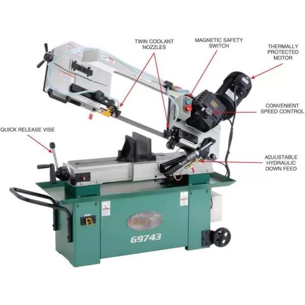 Grizzly Industrial 7 in. x 12 in. Geared Head Metal-Cutting Bandsaw