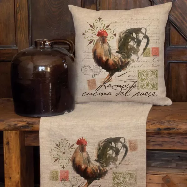 Heritage Lace Rooster Run Natural Animal Print Polyester 18 in. x 18 in. Throw Pillow