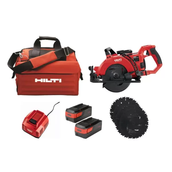 Hilti SC 60W-A 7-1/4 in. 36-Volt Cordless Brushless Worm Drive Circular Saw Kit with Li-Ion Battery Pack, SPX Blades and More