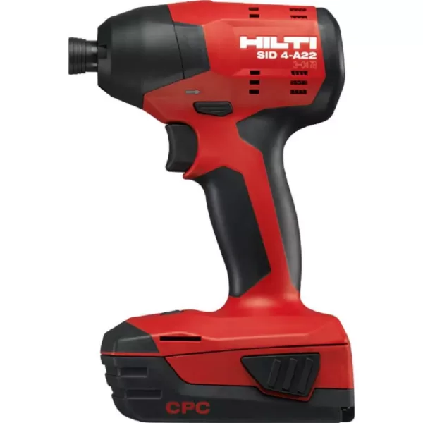 Hilti 22-Volt Lithium-Ion 1/4 in. Hex Cordless Brushless SID 4 Compact Impact Driver with 3 gear speed and DC Car Charger