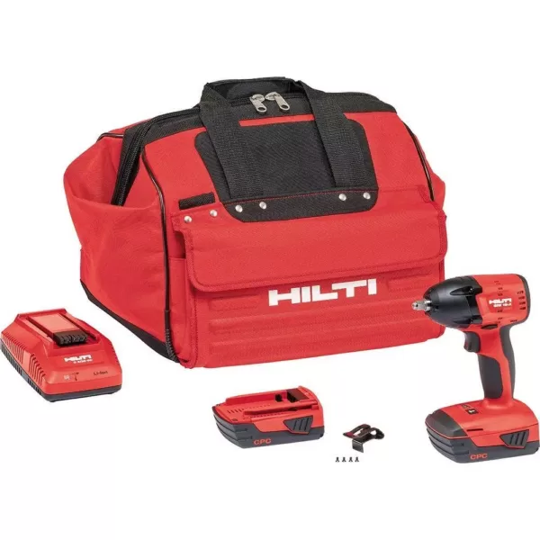 Hilti SIW 22-Volt Lithium-Ion 3/8 in. Cordless Brushless Compact Impact Wrench Kit with 2.6 Li-Ion Batteries, Charger and Bag