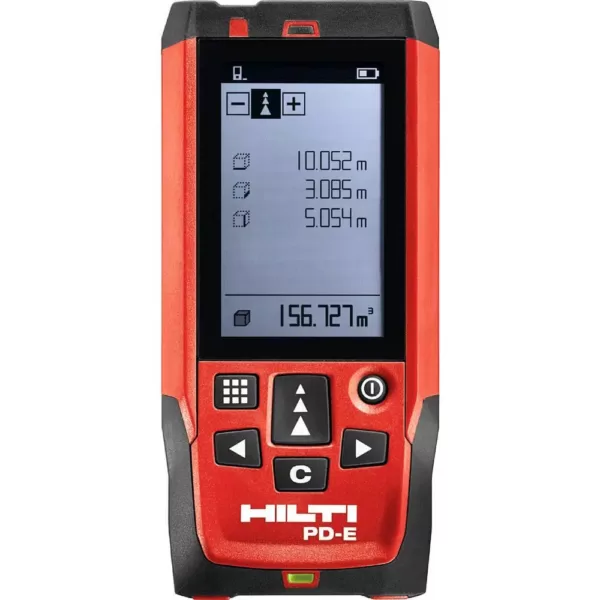 Hilti 656 ft. PD-E Laser Range Meter with (2) AAA Batteries, Hand Strap and Pouch