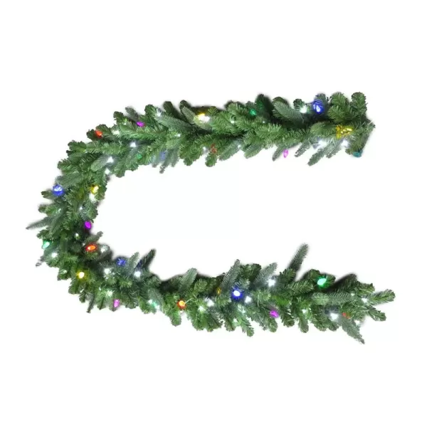 Home Accents Holiday 9 ft. Royal Grand Spruce Artificial Garland with Cool white and Multi Lights