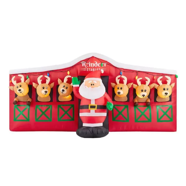 Home Accents Holiday 9 ft Giant-Sized LED Inflatable Santa's Stable with Reindeer