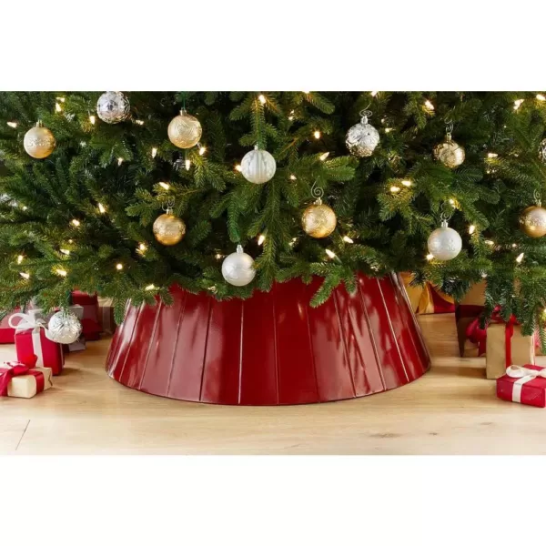 Home Accents Holiday 27 in. D Red Metal Christmas Tree Collar