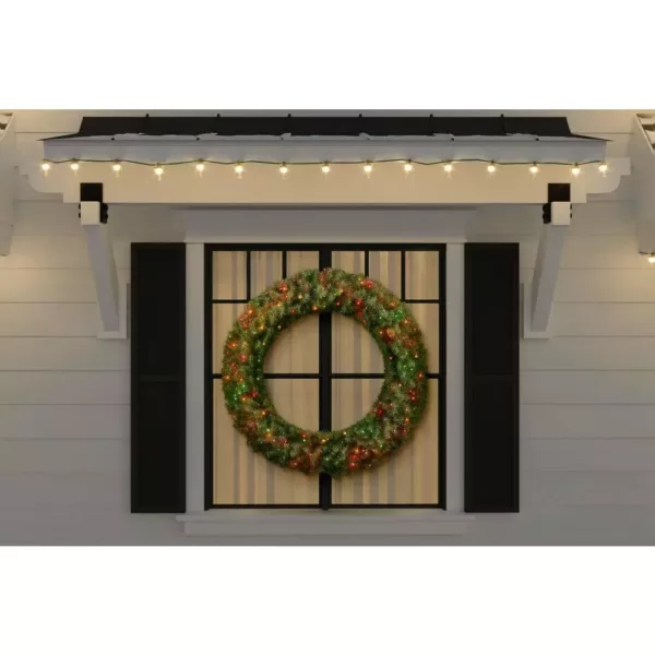 Home Accents Holiday 48 in. Dia Green Pre-Lit Incandescent Light Norwood Fir Artificial Christmas Wreath with 200-Lights