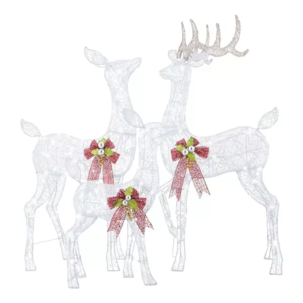 Home Accents Holiday 3-Piece Fantasleigh Outdoor Christmas Deer Family with LED Cool White Lights