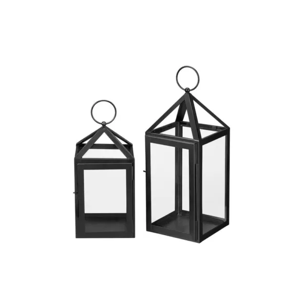 Home Decorators Collection Home Decorators Collection Black Powder Coated Metal Candle Hanging or Tabletop Lantern (Set of 2)