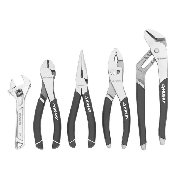 Husky 7 in. Diagonal Pliers, 8 in. Nose Pliers, 8 in. Slip Joint Pliers, 10 in. Groove Joint Pliers