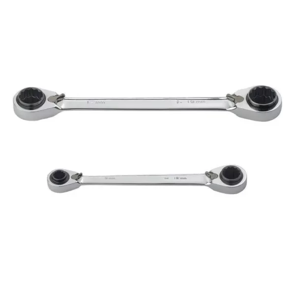 Husky Metric Quad Drive Ratcheting Wrench Set (2-Piece)