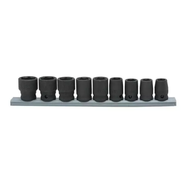 Husky 3/8 in. Drive Standard Metric Impact Socket Set (9-Piece)