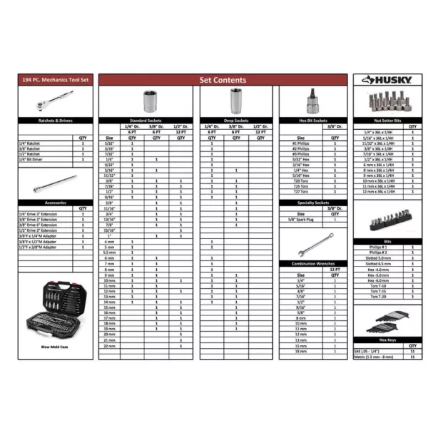 Husky Mechanics Tool Set (194-Piece)