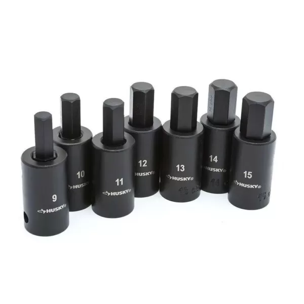 Husky 1/2 in. Drive Hex Bit Impact Socket Set MM (7-Piece)