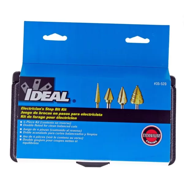 Ideal Electrician's 4 pc. Step Bit Kit, 1/8 in to 1 3/8 in.