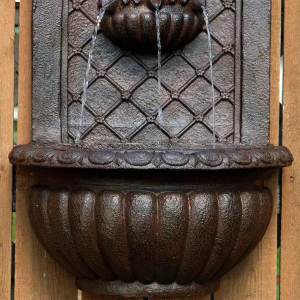 Sunnydaze Decor Venetian Resin Iron Solar-On-Demand Outdoor Wall Fountain