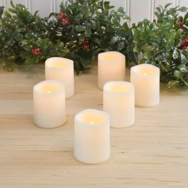 LUMABASE LED Amber Battery Operated Mini Pillar Candles Set of 6