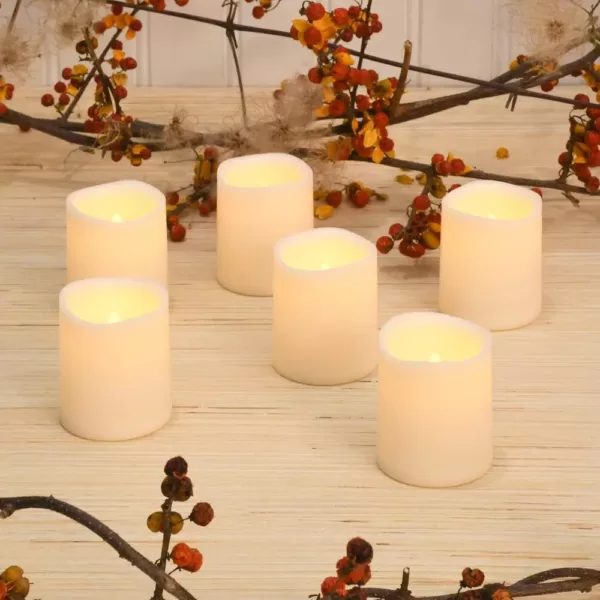 LUMABASE LED Amber Battery Operated Mini Pillar Candles Set of 6