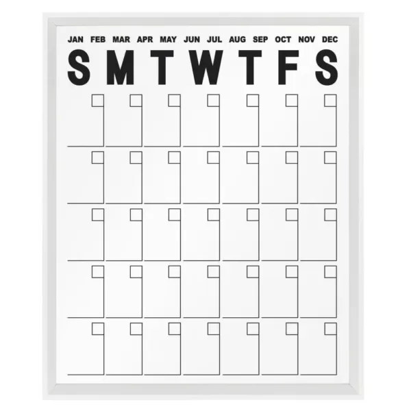 Kate and Laurel Calter White Acrylic Monthly Calendar Memo Board