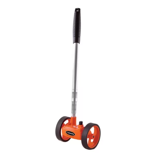 Keson 4 in. Metal Measuring Wheel with Telescoping Handle Dual Wheel Stability Measures in Feet and 10ths (5 Digit Counter)