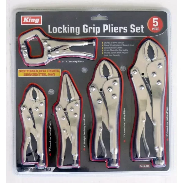 KING Assorted Locking Grip Pliers Set (5-Piece)