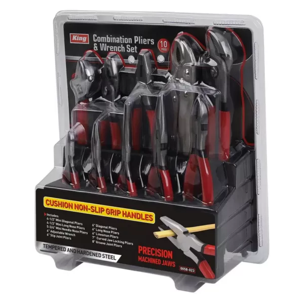 KING Combination Pliers and Wrench Set (10-Piece Set)