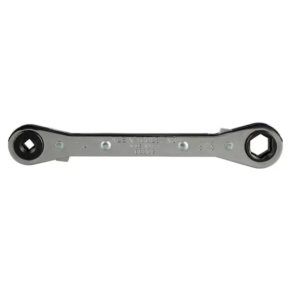 Klein Tools 3/16 in. and 1/4 in. Square x 1/2 in. and 9/16 in. Hex Ratcheting Refrigeration Wrench