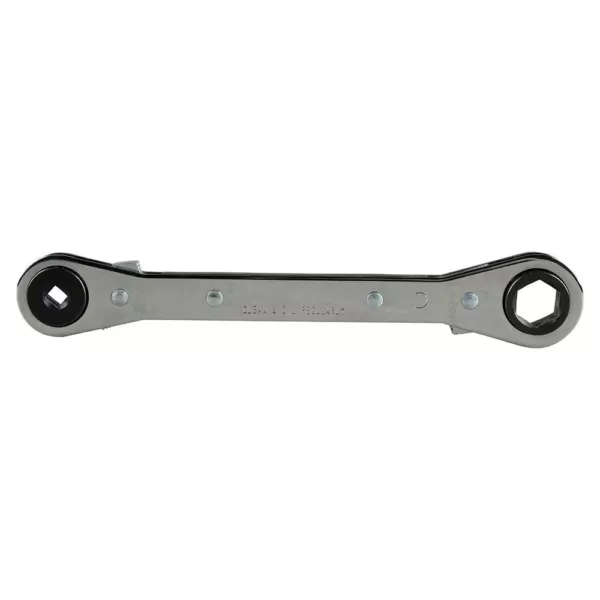 Klein Tools 3/16 in. and 1/4 in. Square x 1/2 in. and 9/16 in. Hex Ratcheting Refrigeration Wrench