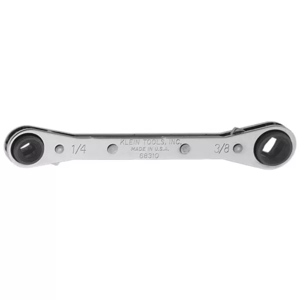 Klein Tools 3/16 in. & 5/16 in. Square x 1/4 in. & 3/8 in. Square Ratcheting Refrigeration Wrench