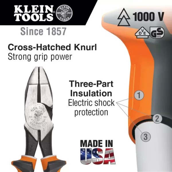 Klein Tools 9 in. Electrician's Insulated Heavy Duty Side Cutting Pliers