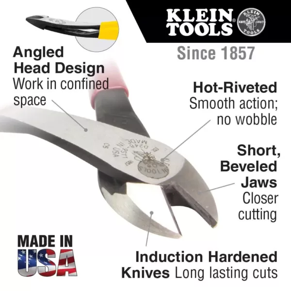 Klein Tools 9 in. Heavy-Duty Diagonal Cut Pliers with Angled Head