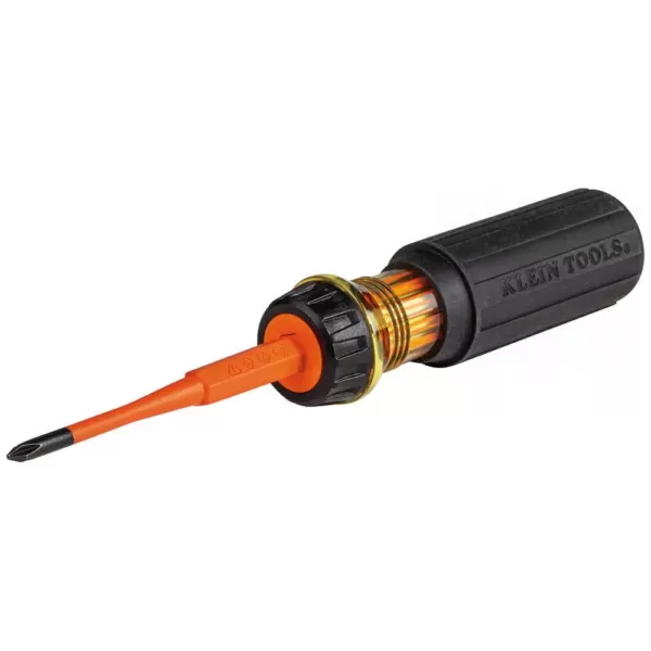 Klein Tools 2-in-1 Insulated Flip-Blade Screwdriver, #1 Phillips, 3/16 in. Slotted