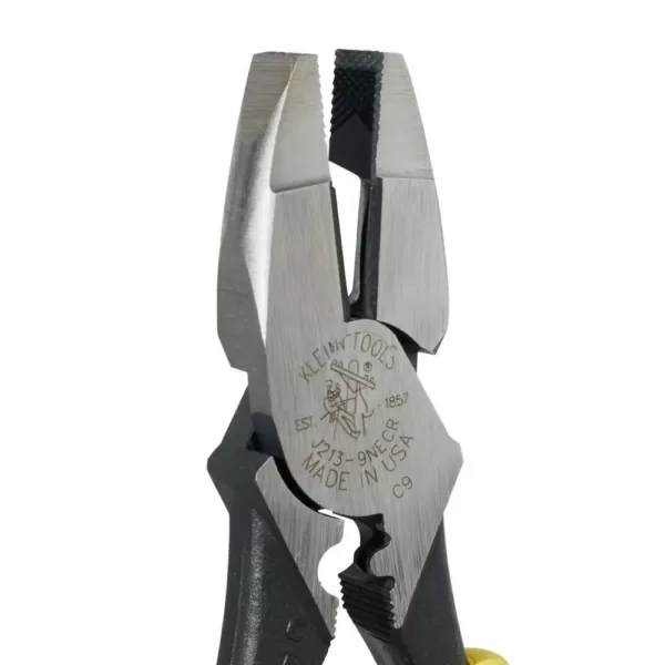 Klein Tools 9 in. Journeyman High Leverage Side Cutting Crimping Pliers