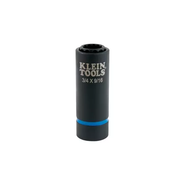 Klein Tools 1/2 in. Drive 2-in-1 Impact Socket 12-Point 3/4 in. and 9/16 in.