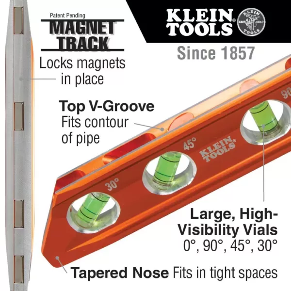 Klein Tools 8 in. Rare Earth Magnet Torpedo Billet Level