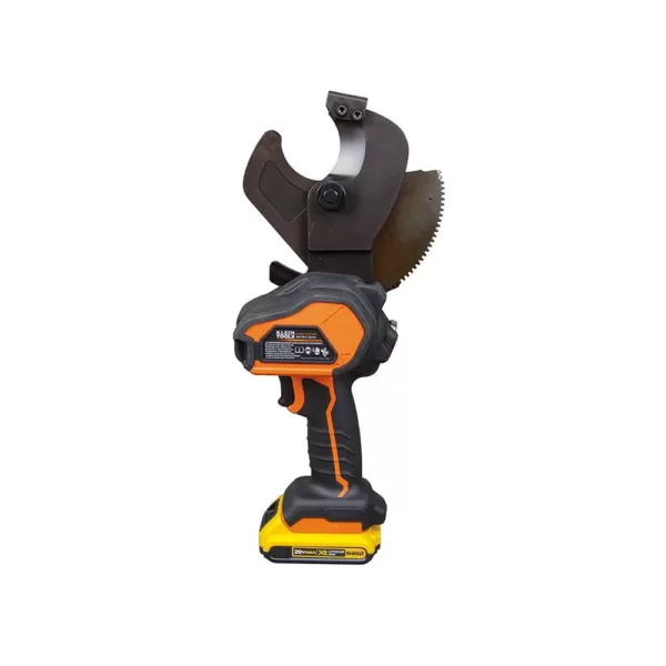 Klein Tools Battery-Operated Cu/Al Open-Jaw Cutter with Two 2 Ah Batteries Charger and Bag