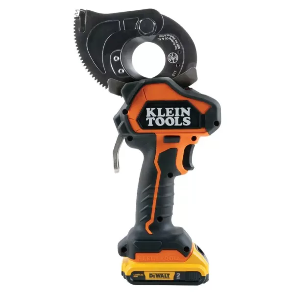 Klein Tools Battery-Operated Cu/Al Closed-Jaw Cutter with Two 2 Ah Batteries Charger and Bag