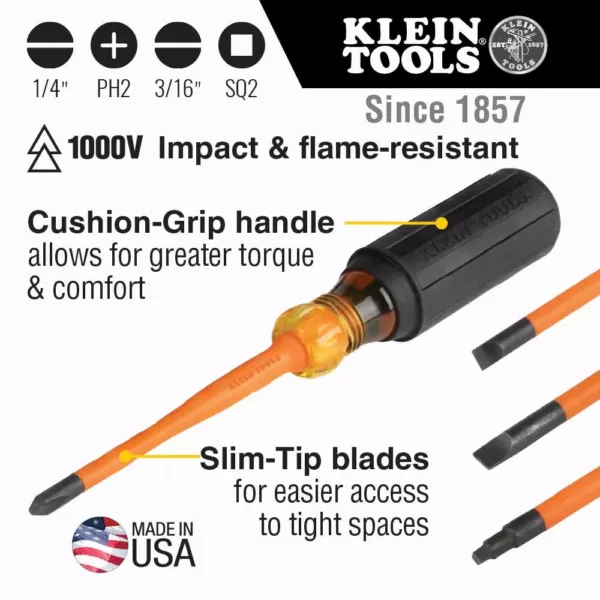 Klein Tools 4-Piece Slim-Tip Insulated Screwdriver Set