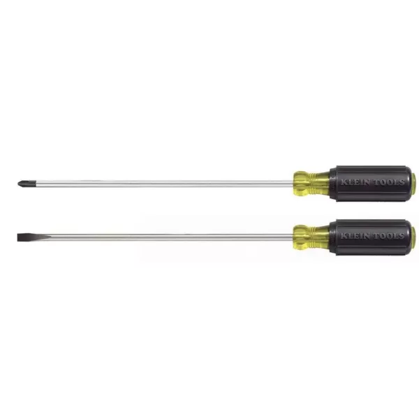 Klein Tools 2-Piece Assortd Scredriver Set with 10 in. Shank- Cushion Grip Handles