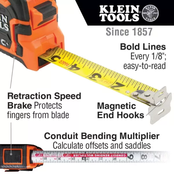 Klein Tools 25 ft. Double-Hook Magnetic Tape Measure