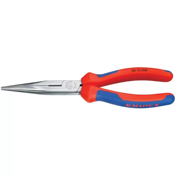 KNIPEX Heavy Duty Forged Steel 8 in. Long Nose Pliers with 61 HRC Cutting Edge and Multi-Component Comfort Grip