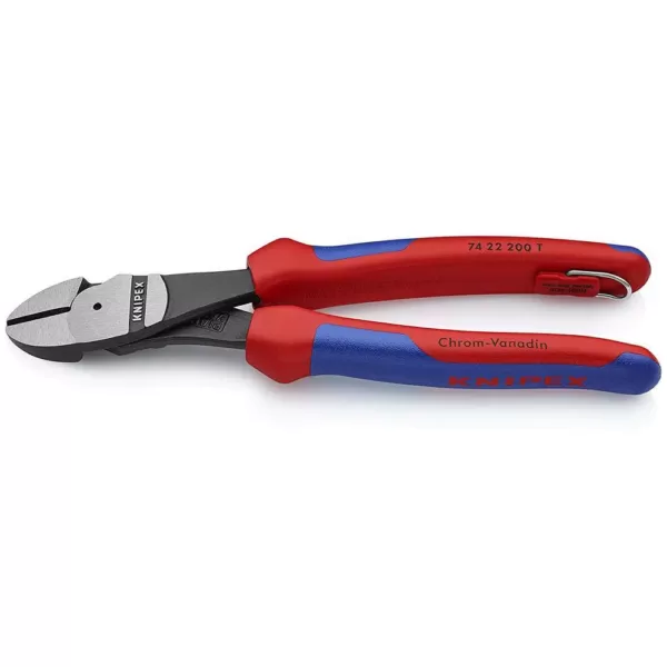 KNIPEX 8 in. Angled High Leverage Diagonal Cutting Pliers with Dual-Component Comfort Grips and Tether Attachment