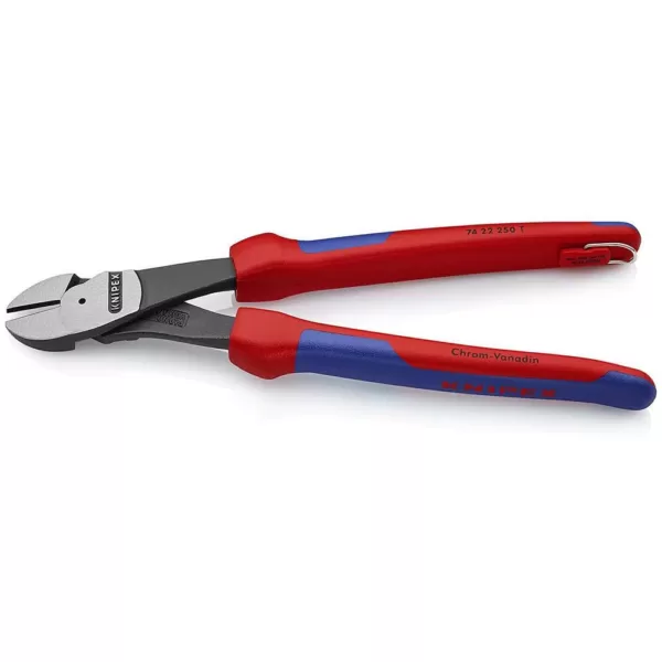 KNIPEX 10 in. Angled High Leverage Diagonal Cutters with Dual Component Comfort Grips and Tether Attachment