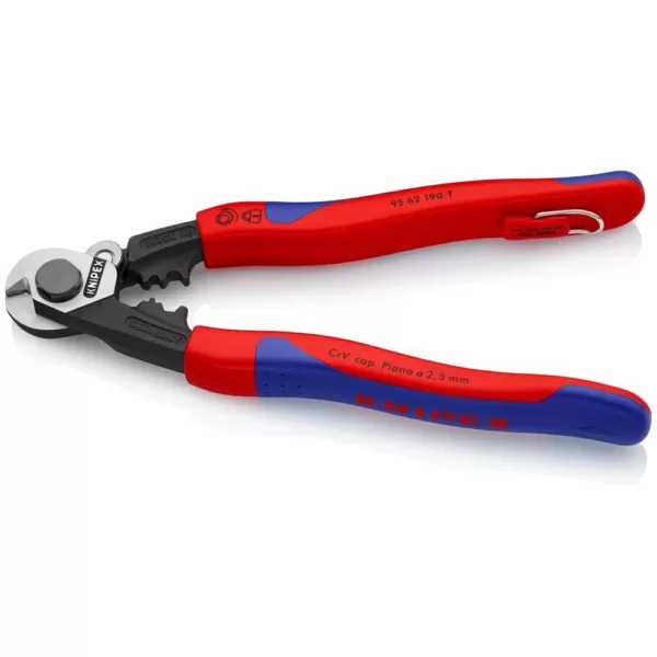 KNIPEX 7-1/2 in. Wire Rope Cutters with Dual-Comfort Grip Handles and Tether Attachment