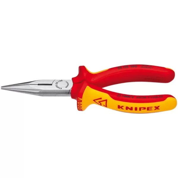 KNIPEX 6-1/4 in. 1000-Volt Insulated Long Nose Pliers with Cutter