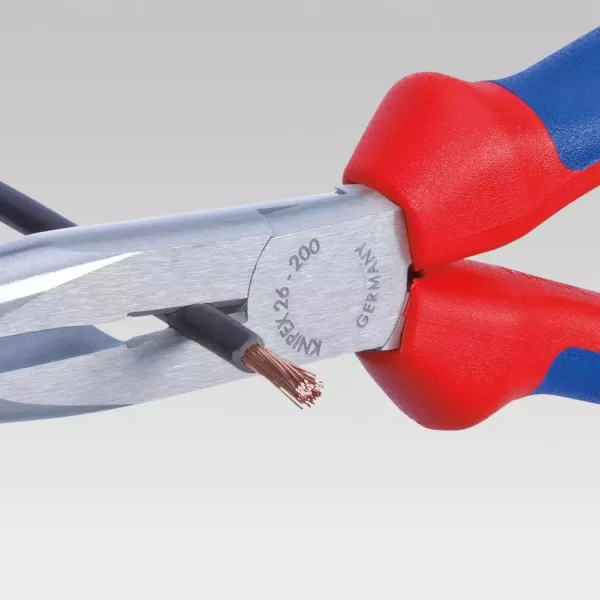 KNIPEX 8 in. Angled Long Nose Pliers with Cutter and Dual-Component Comfort Grips