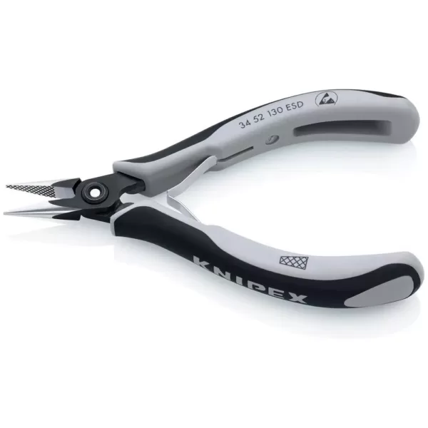 KNIPEX 5-1/4 in. Precision Electronics Gripping Pliers with Half-Round, Cross Hatched Jaws and ESD Handles