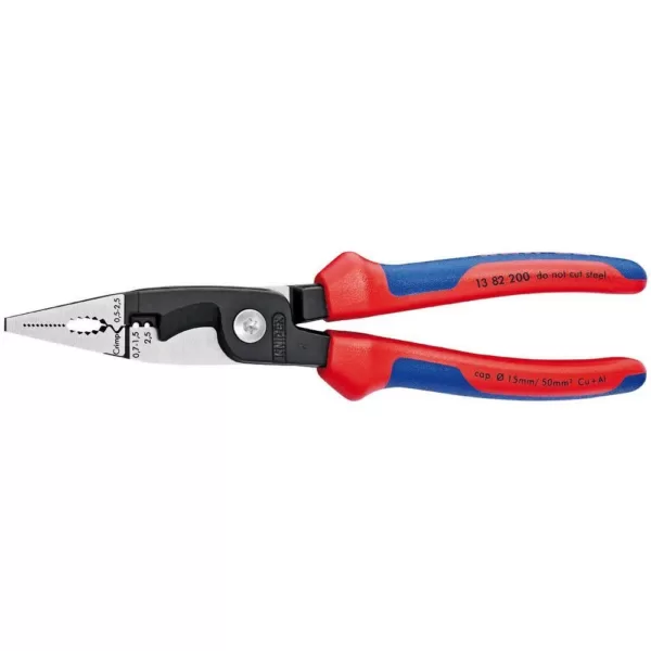 KNIPEX Heavy Duty Forged Steel 6-in-1 Electrical Installation Pliers with Multi-Component Grip