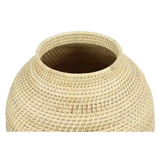 LITTON LANE Large Decorative Handwoven Natural Beige Bamboo Vase